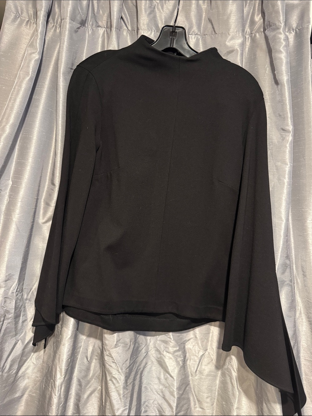 Tibi Black Draped Extra Long-Sleeve Top Size Medium